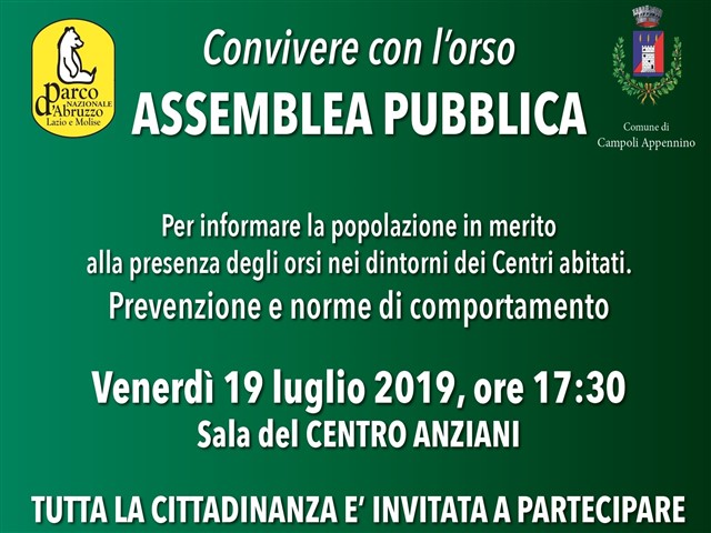 Assemblea pubblica per informare la popolazione in merito alla presenza degli orsi nei dintorni dei centri abitati